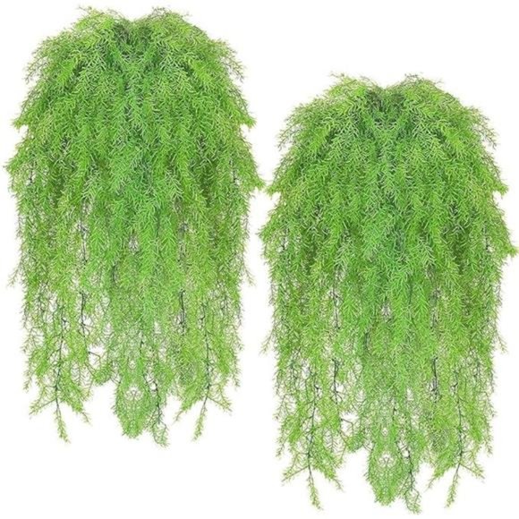 4 Pcs Artificial Greenery Ferns Hanging Vines Fake Hanging Ivy Vine Pine Needle - Picture 8 of 8